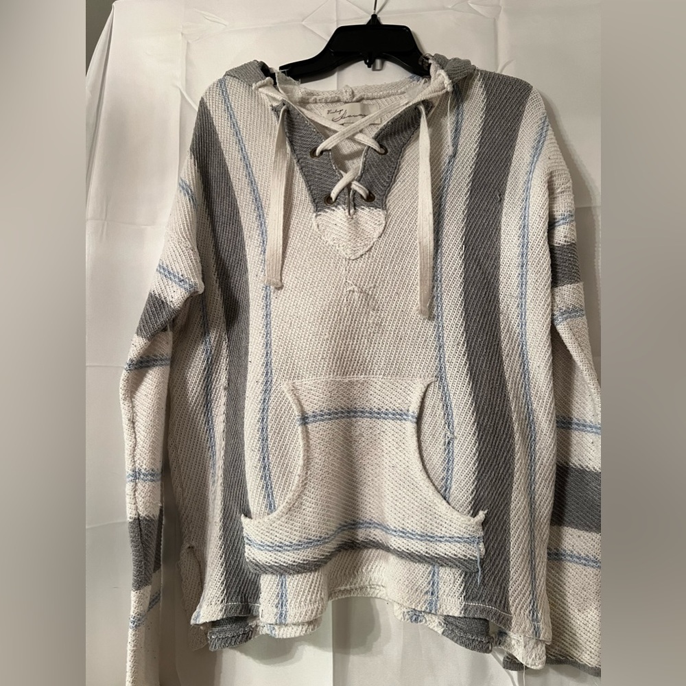 Vintage Havana Lightweight Baja Beach Hoodie Stripped size L